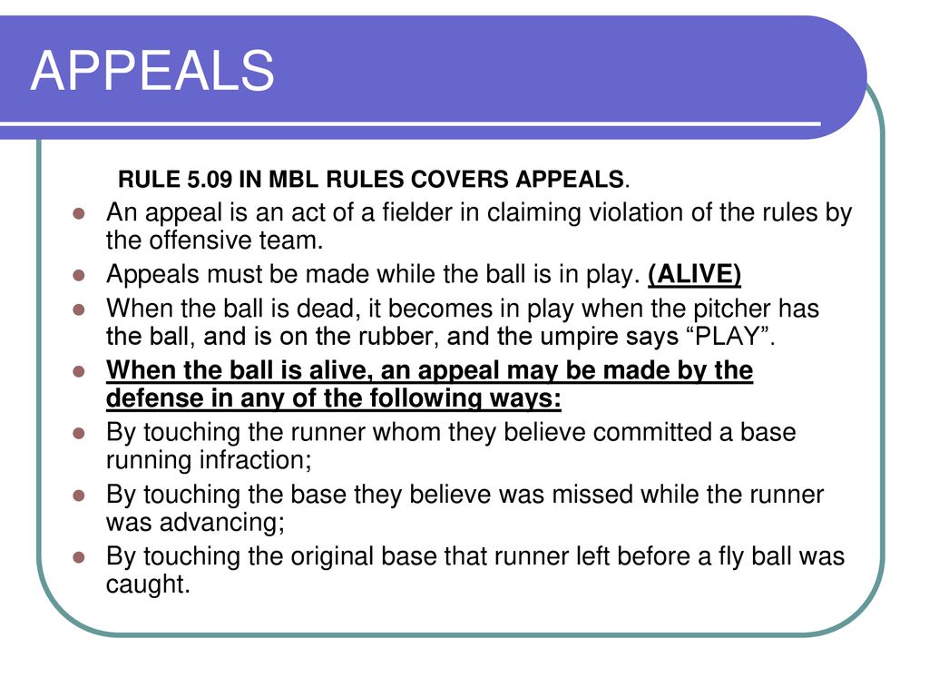 Interference Definition as stated in Major League Baseball Rules ppt