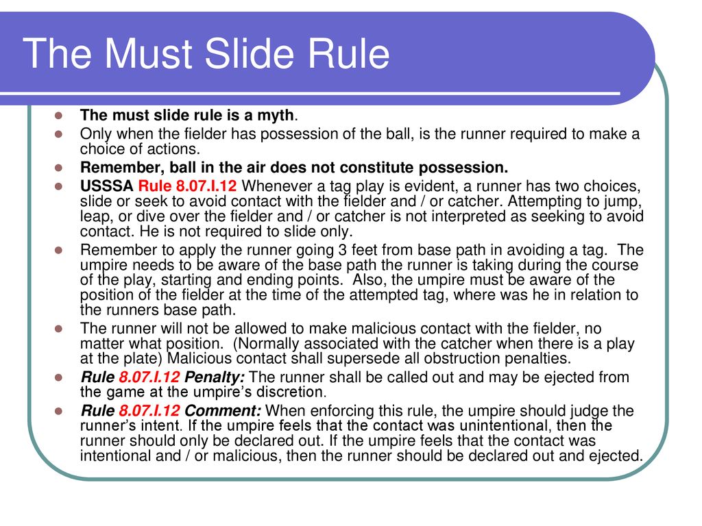 Interference Definition as stated in Major League Baseball Rules ppt