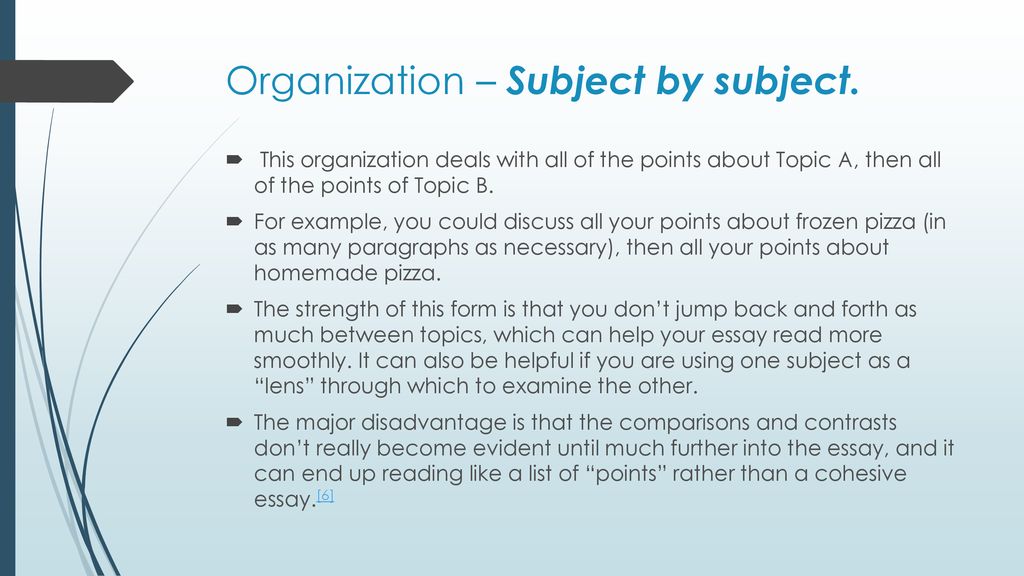 subject by subject comparison essay example