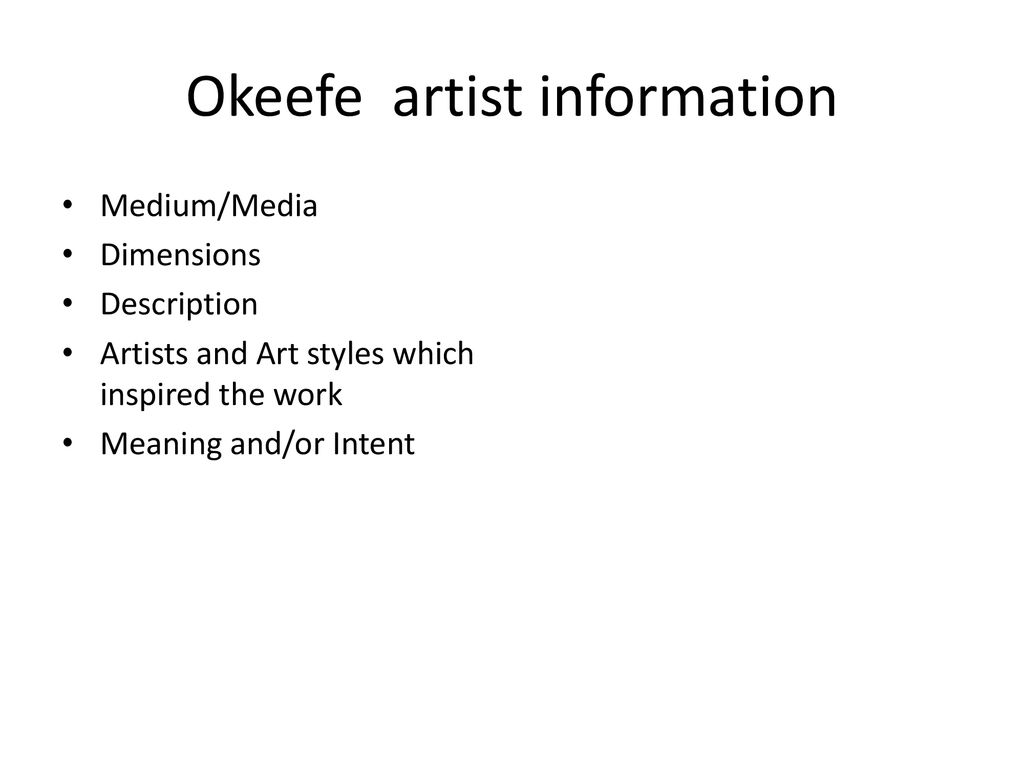 Okeefe artist information