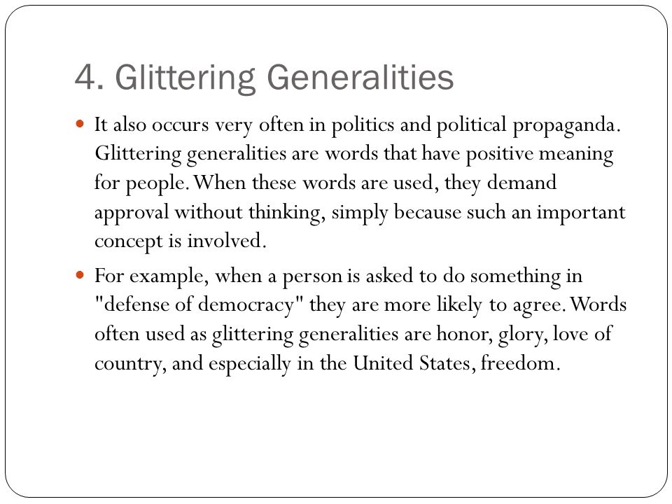 4. Glittering Generalities