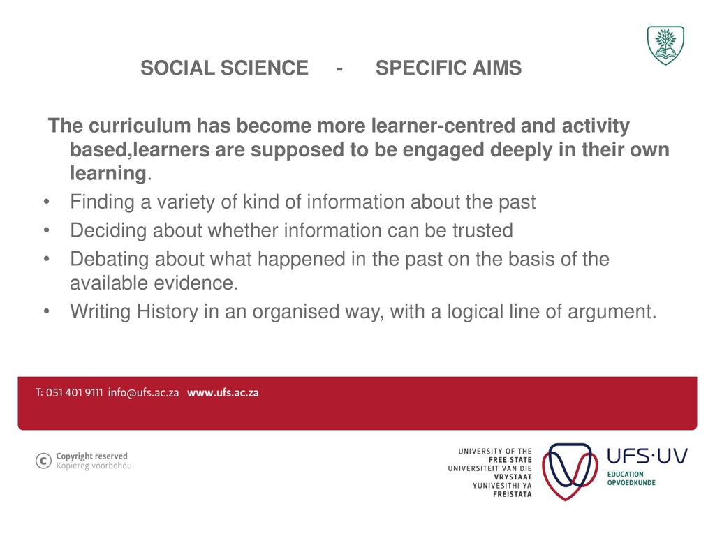 SOCIAL SCIENCE - SPECIFIC AIMS