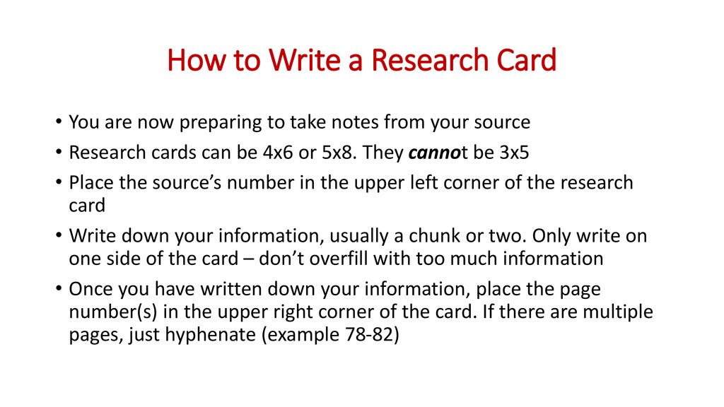 How to Write a Research Card