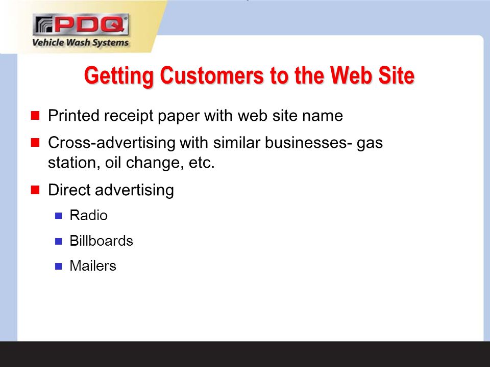 Getting Customers to the Web Site