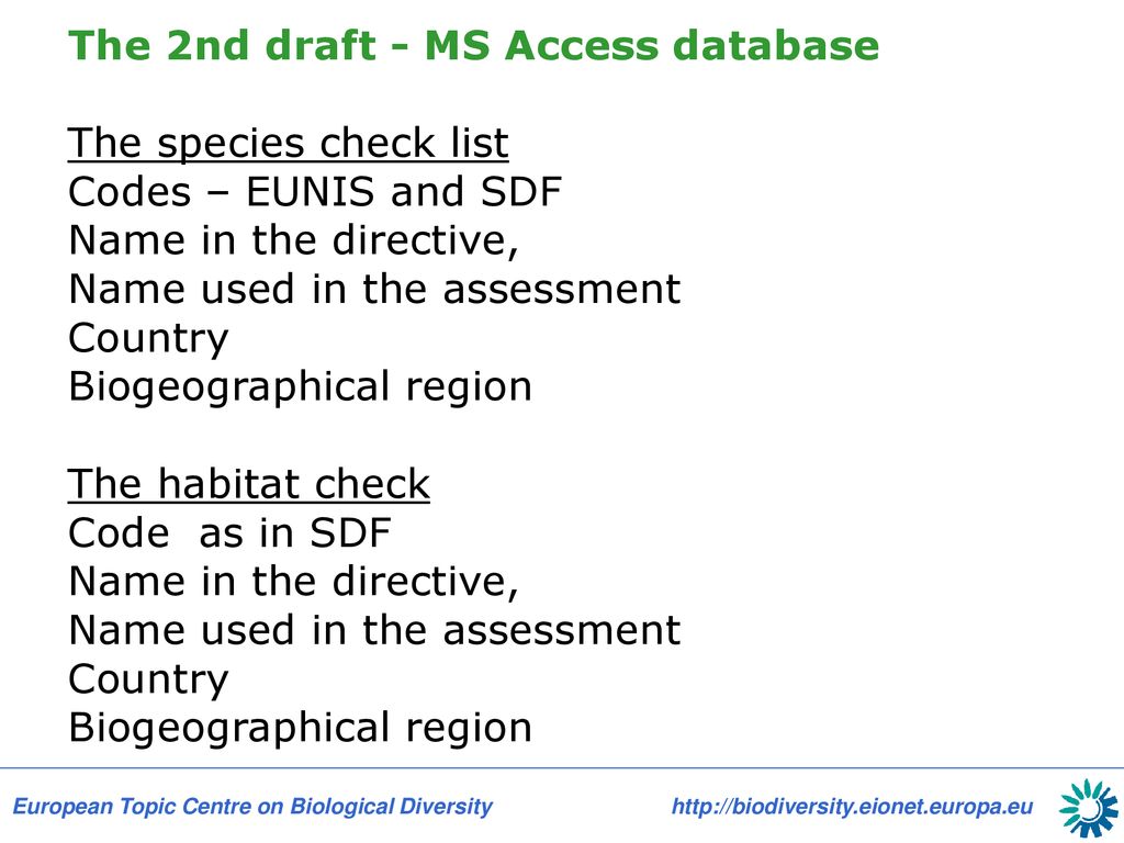 The 2nd draft - MS Access database