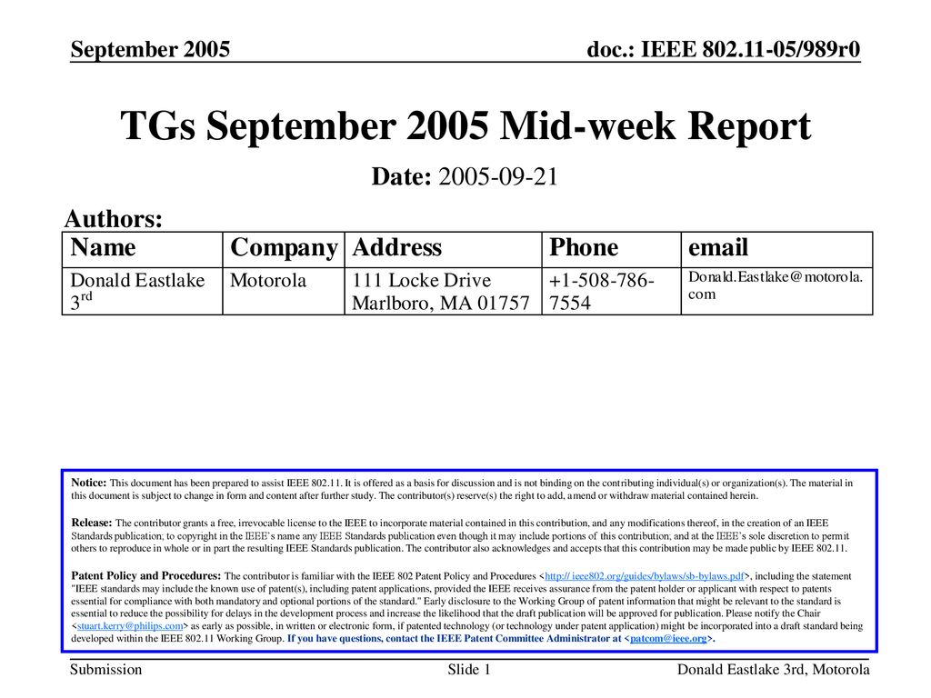TGs September 2005 Mid-week Report
