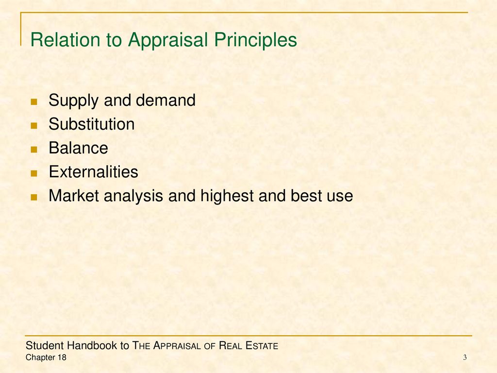 Relation to Appraisal Principles