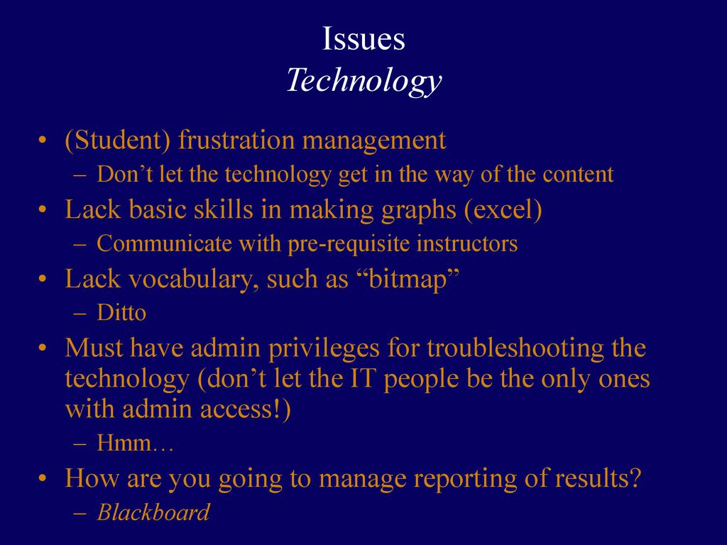 Issues Technology (Student) frustration management
