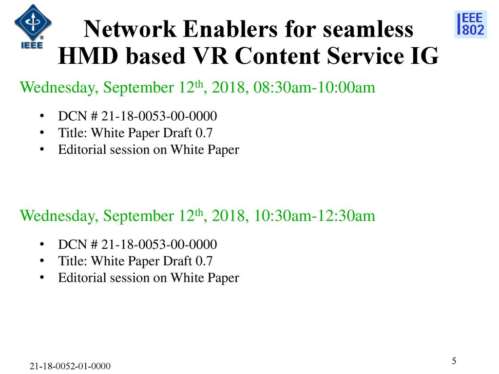 Network Enablers for seamless HMD based VR Content Service IG