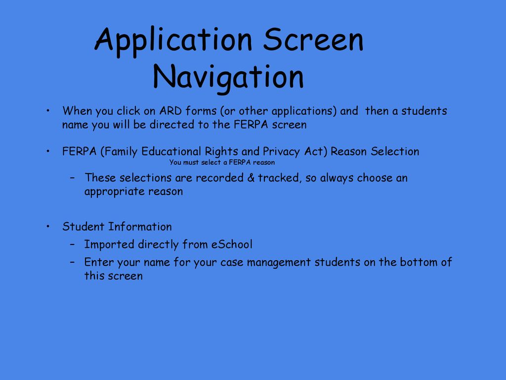Application Screen Navigation