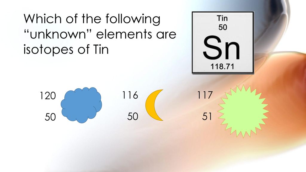 Which of the following unknown elements are isotopes of Tin