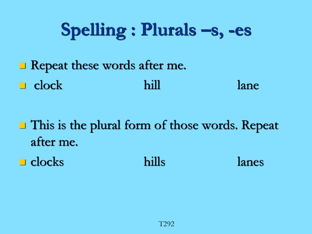 Spelling : Plurals –s, -es