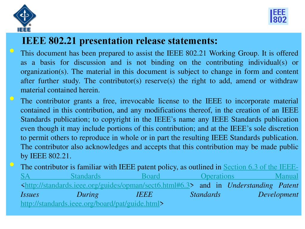 IEEE presentation release statements: