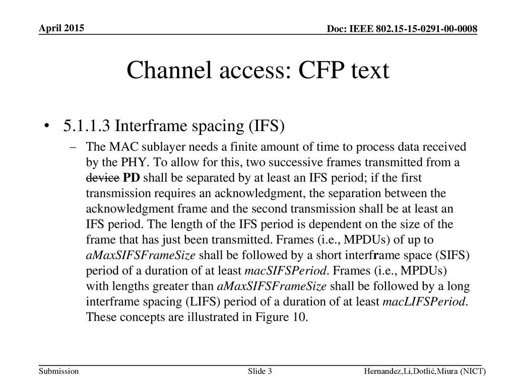 Channel access: CFP text