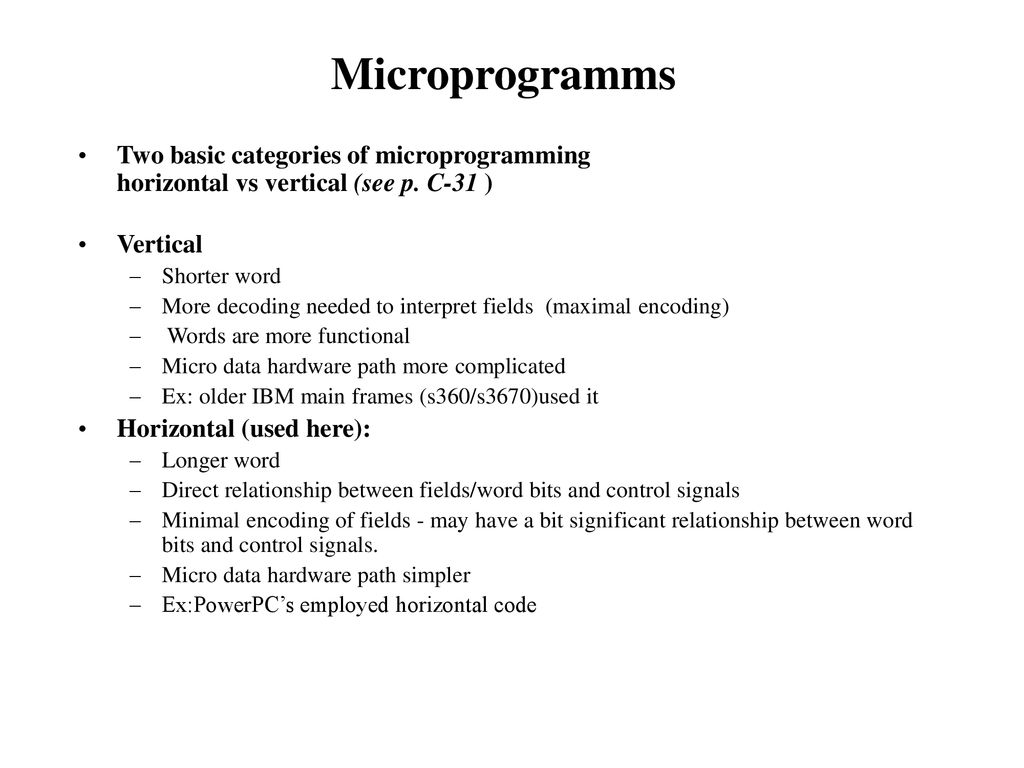 The Processor Data Path & Control Chapter 5 Part 3 - Microprogrammed ...
