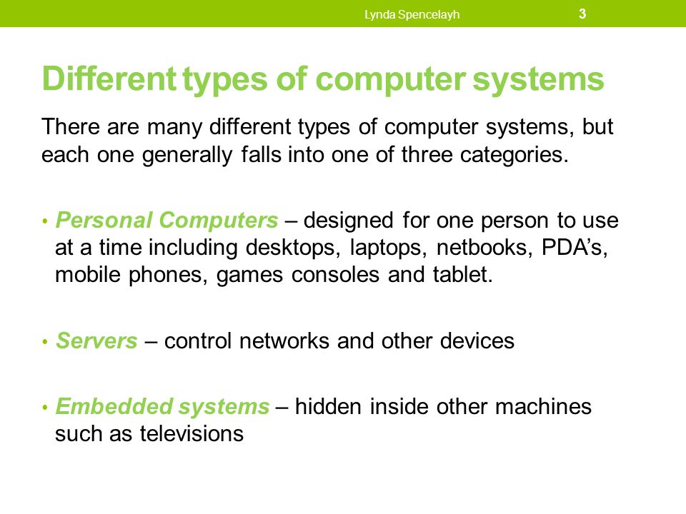Different types of computer systems