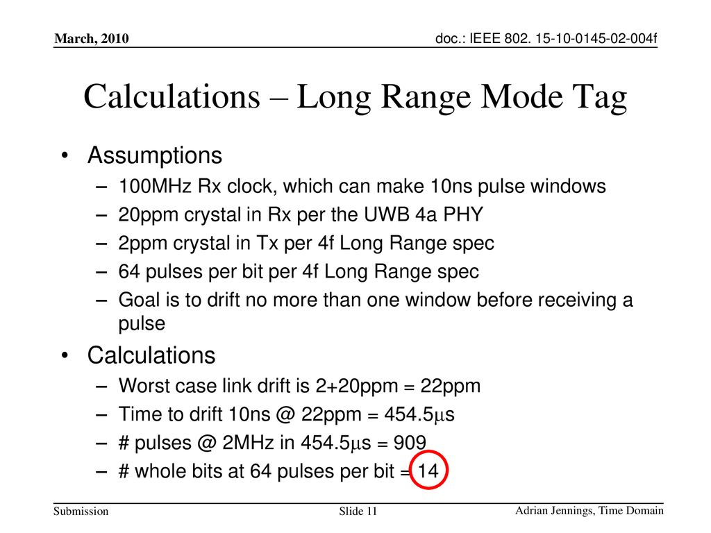 Calculations – Long Range Mode Tag