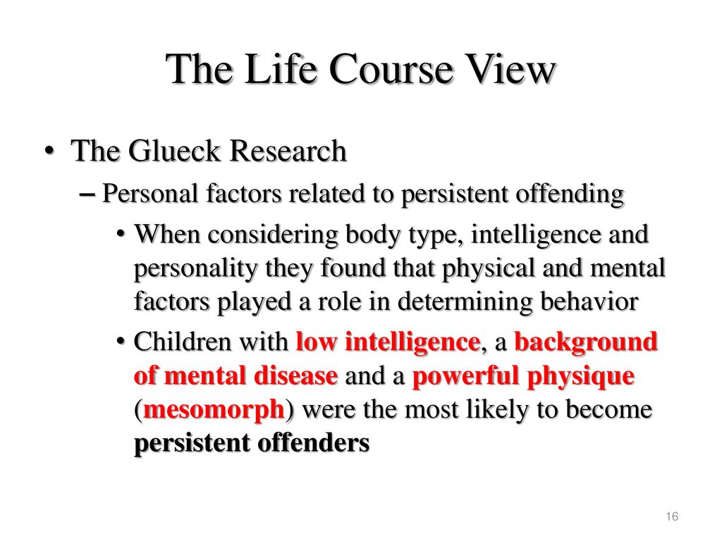 The Life Course View The Glueck Research