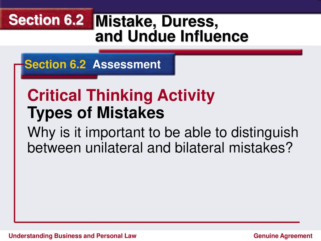 Legal Terms Unilateral Mistake P 133 Bilateral Mistake P 135