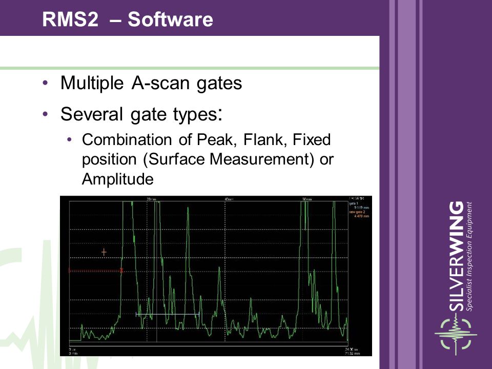 RMS2 – Software Multiple A-scan gates Several gate types: