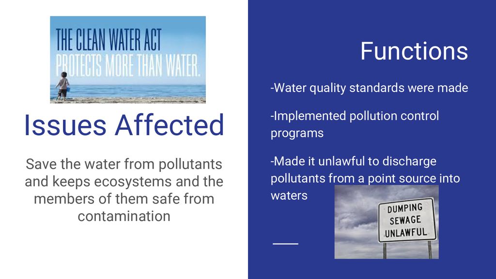 The clean water act 1977 1981 first drafted 1948 called federal