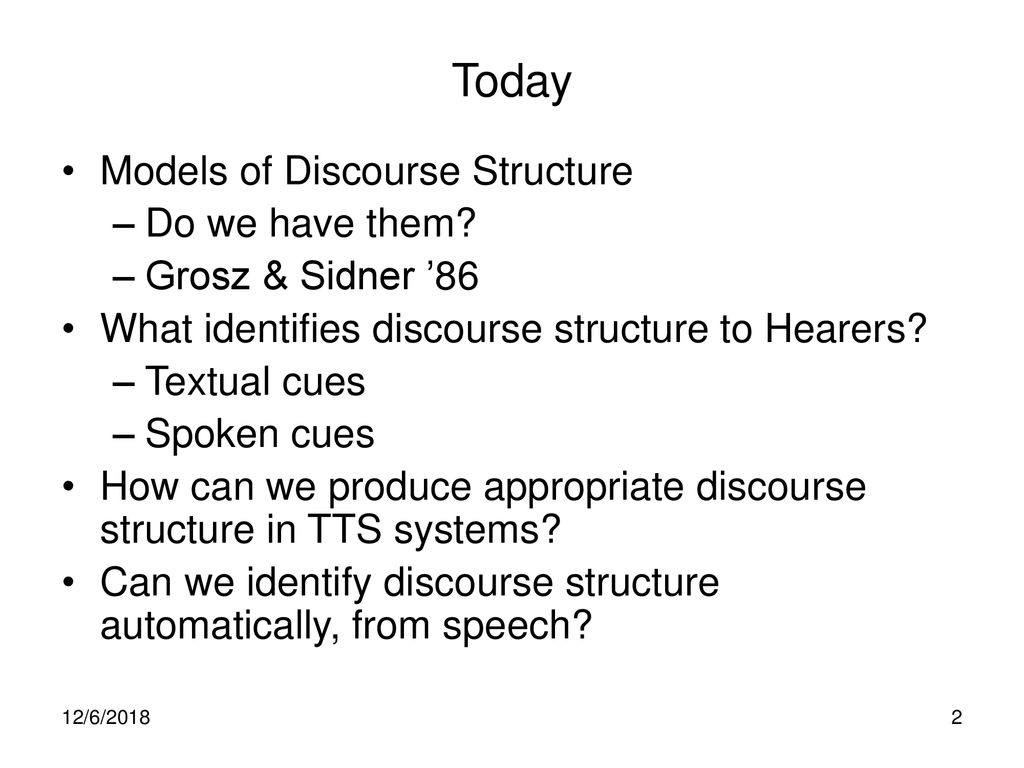 Discourse structure in generation ppt download