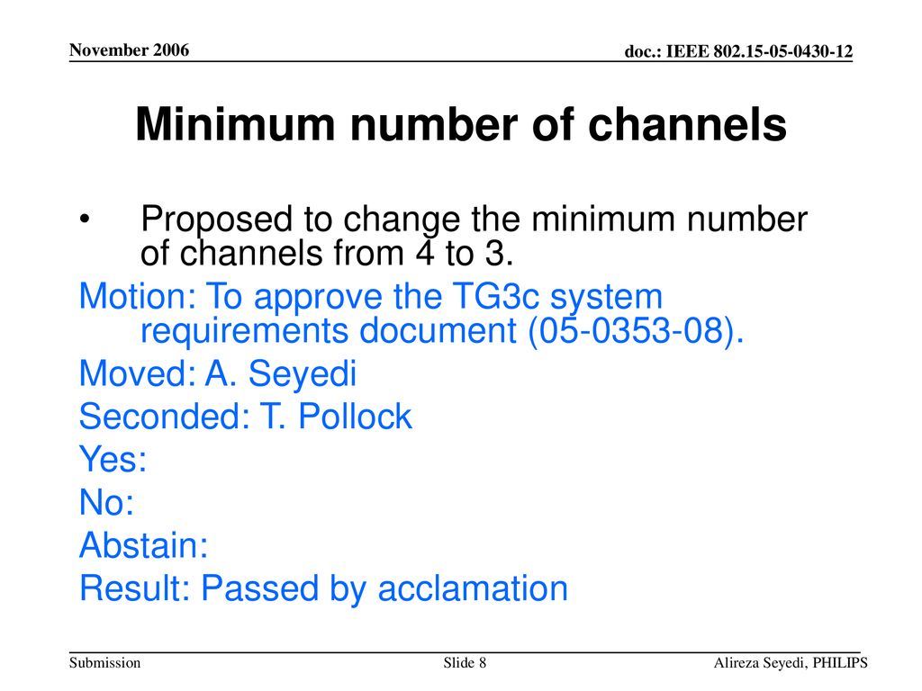 Minimum number of channels