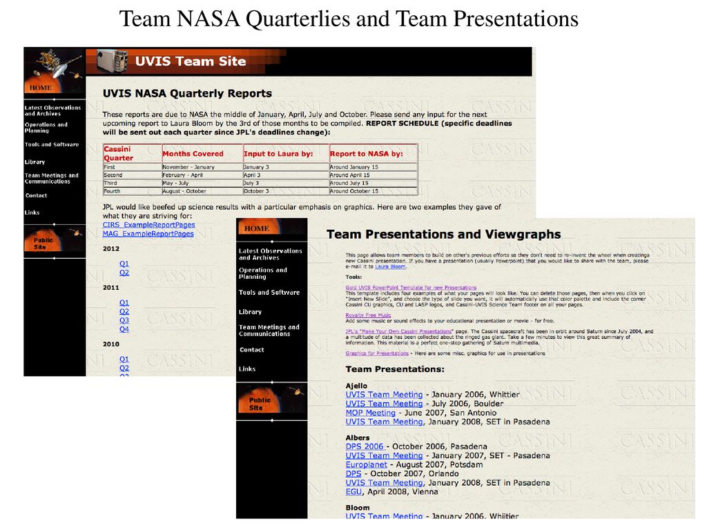 Team NASA Quarterlies and Team Presentations