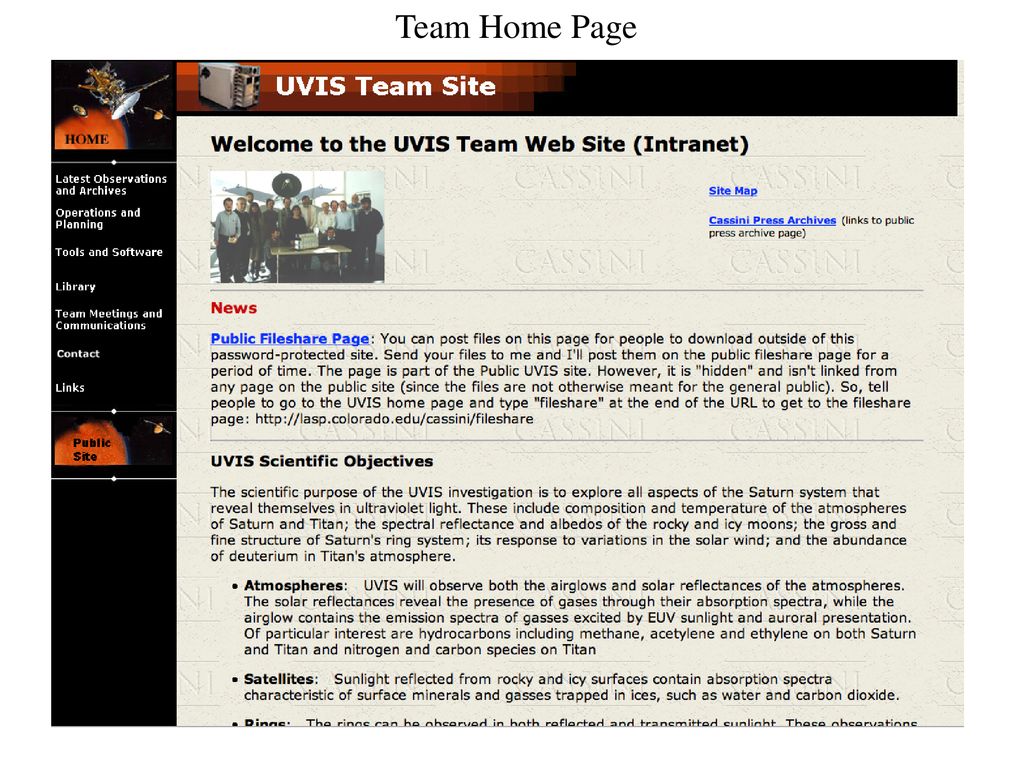 Team Home Page