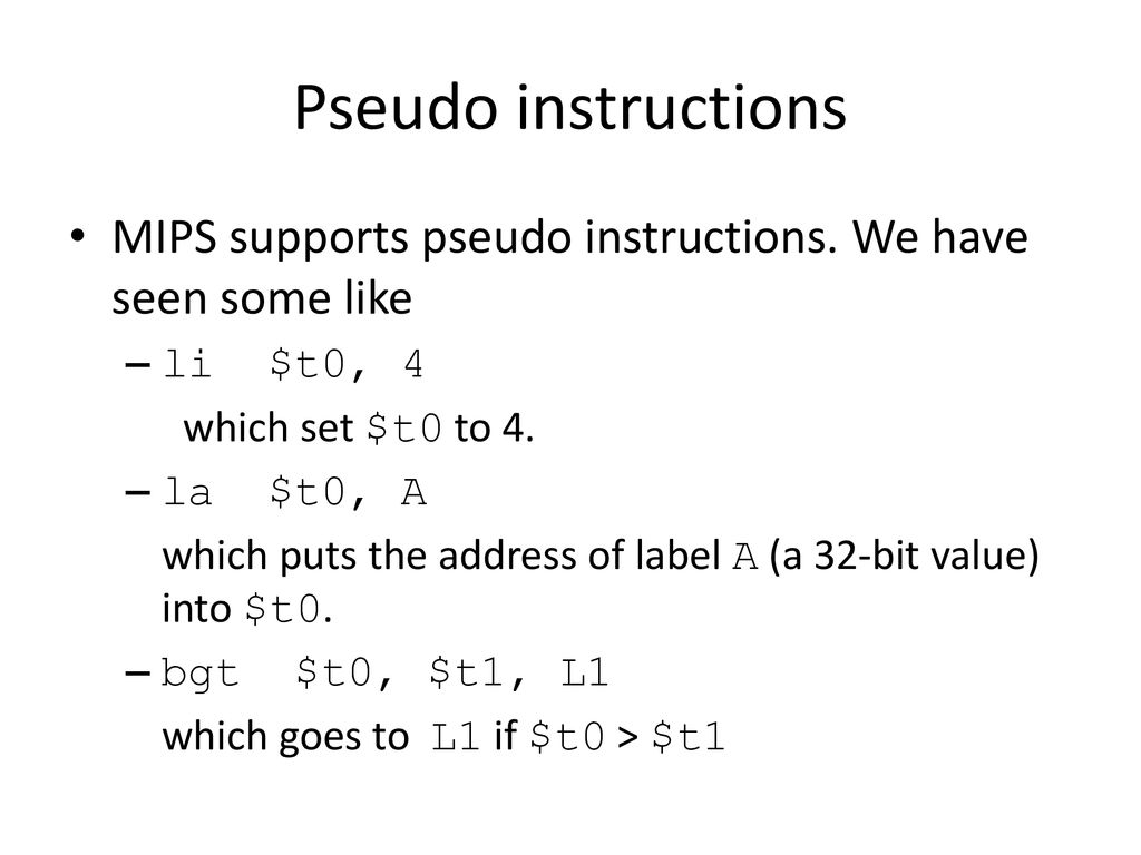 Pseudo instructions ppt download