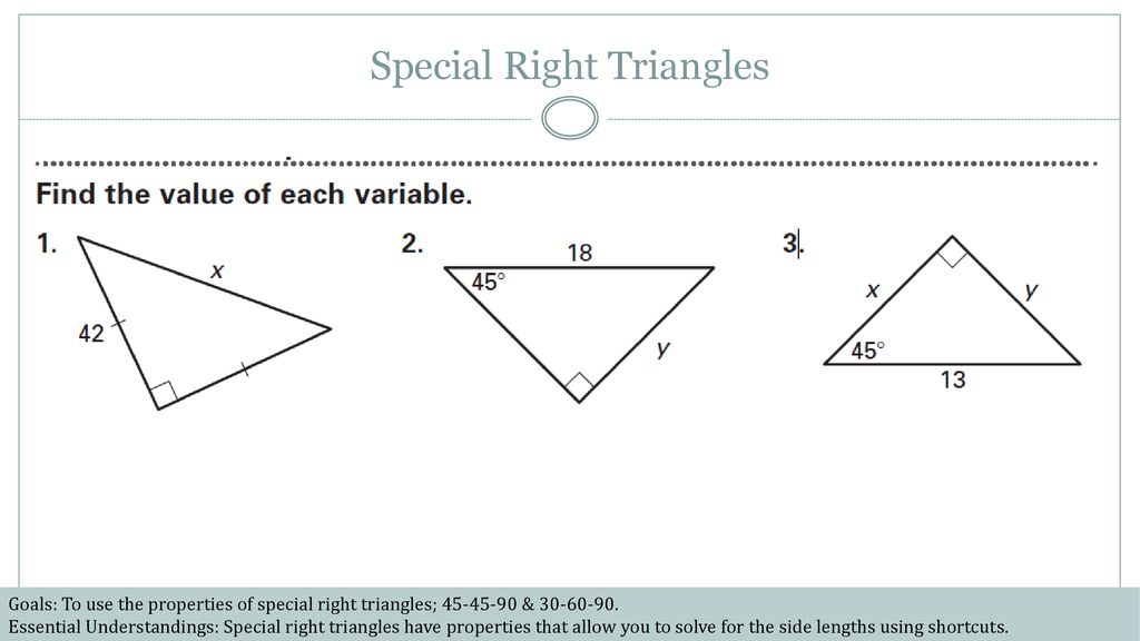 Lesson Special Right Triangles Ppt Download