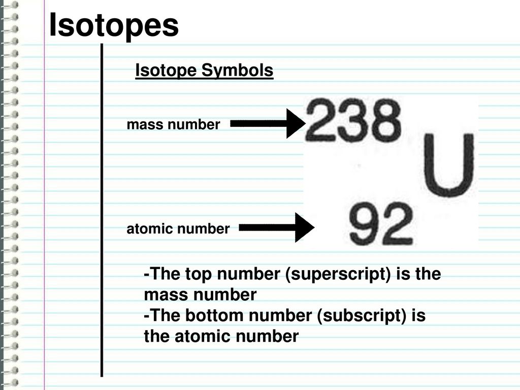 Isotopes - isotope: atoms of the same element that have different Isotopes - isotope: atoms of the same element that have different