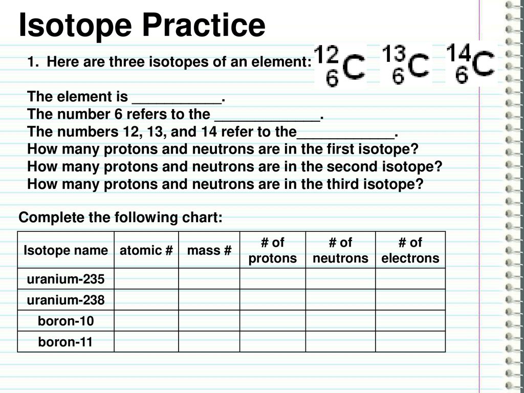 Isotope Chart Practice