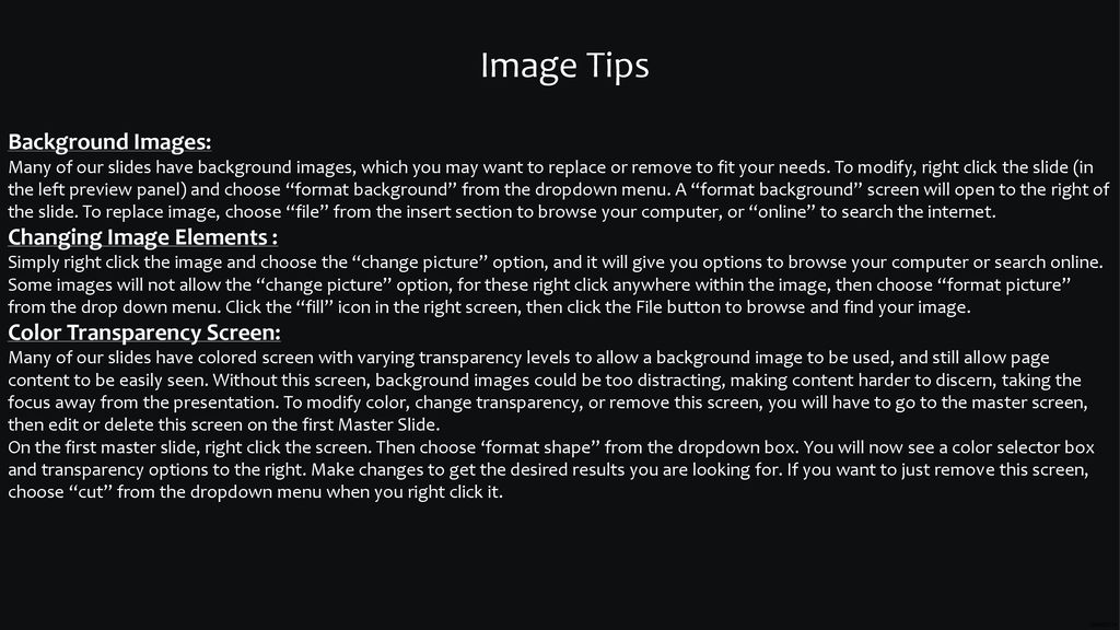 Image Tips Background Images: Changing Image Elements :
