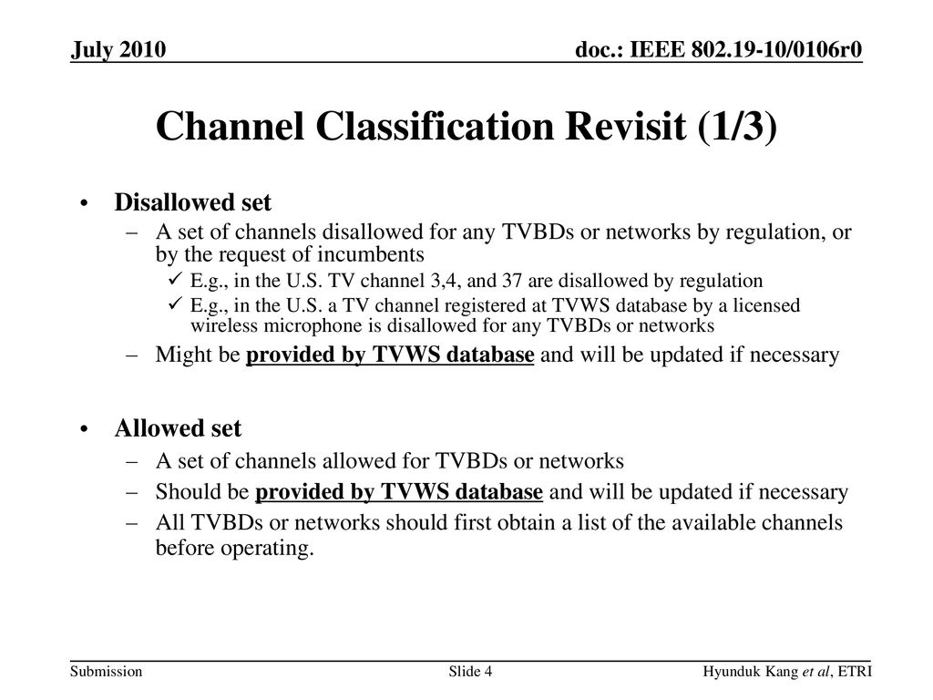 Channel Classification Revisit (1/3)