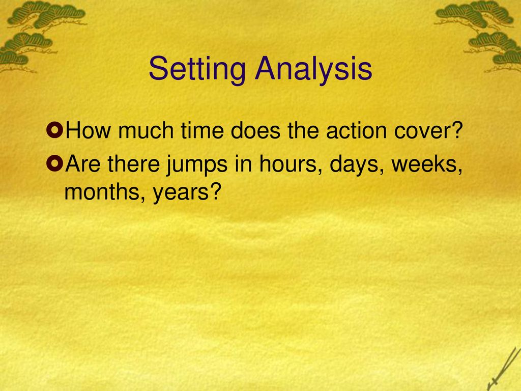 Setting Analysis How much time does the action cover