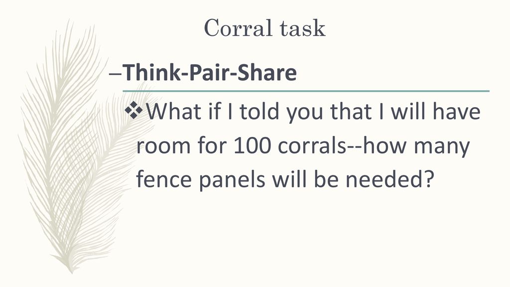Corral task Think-Pair-Share.