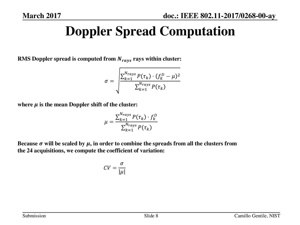 Quasi Deterministic Model For Doppler Spread Ppt Download