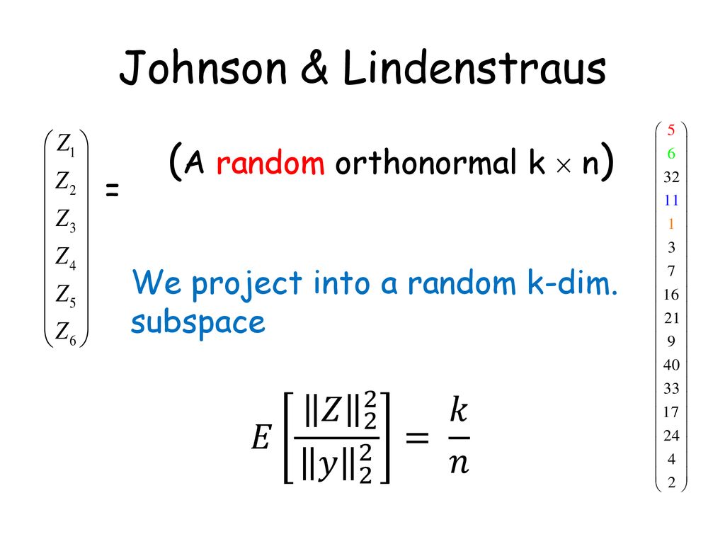 Linear Sketches Maintain Typically Random Linear Projection Of The Data Data Vector Ppt Download