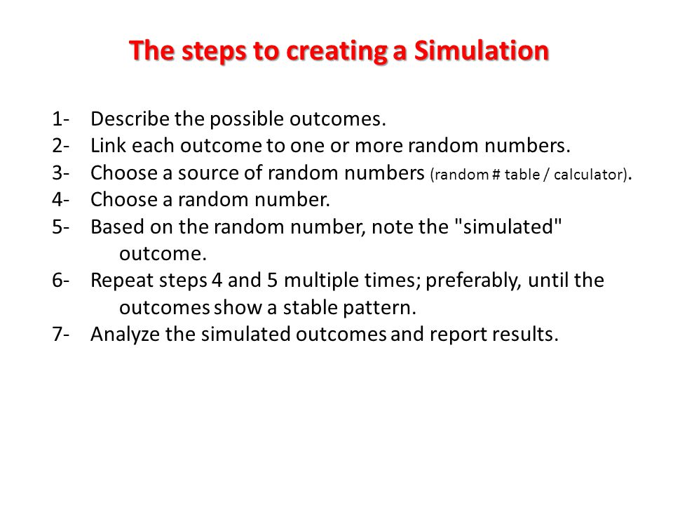 The steps to creating a Simulation