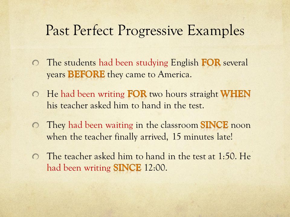 Past Perfect Progressive Examples