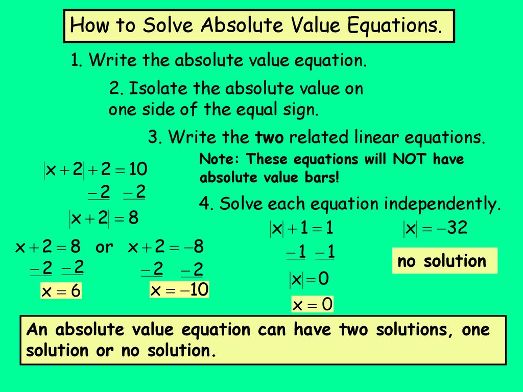 115-15A Solving Absolute Value Equations - ppt download