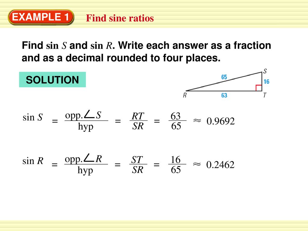 Example 1 find sine ratios ppt download