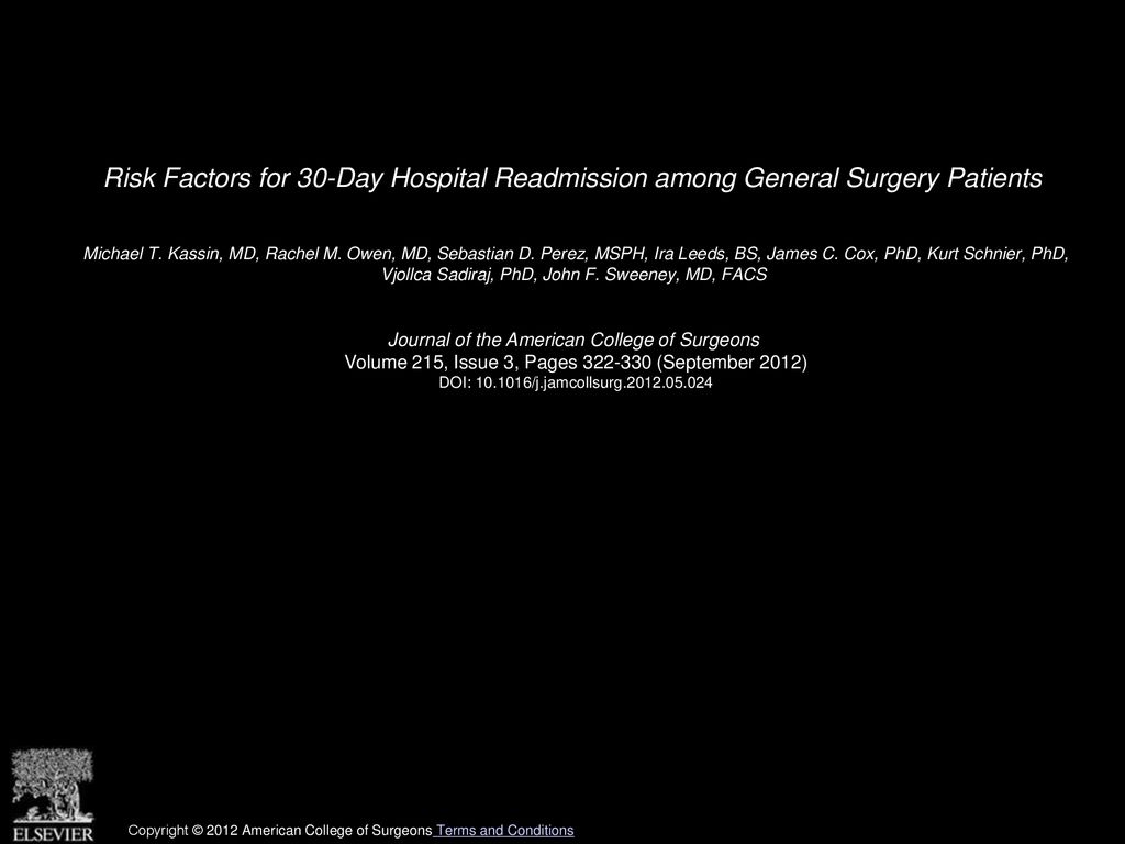 Risk Factors for 30-Day Hospital Readmission among General Surgery Patients
