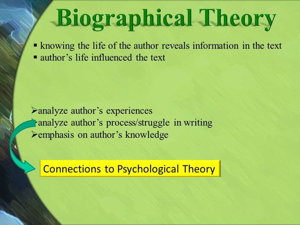 Biographical Theory Connections to Psychological Theory