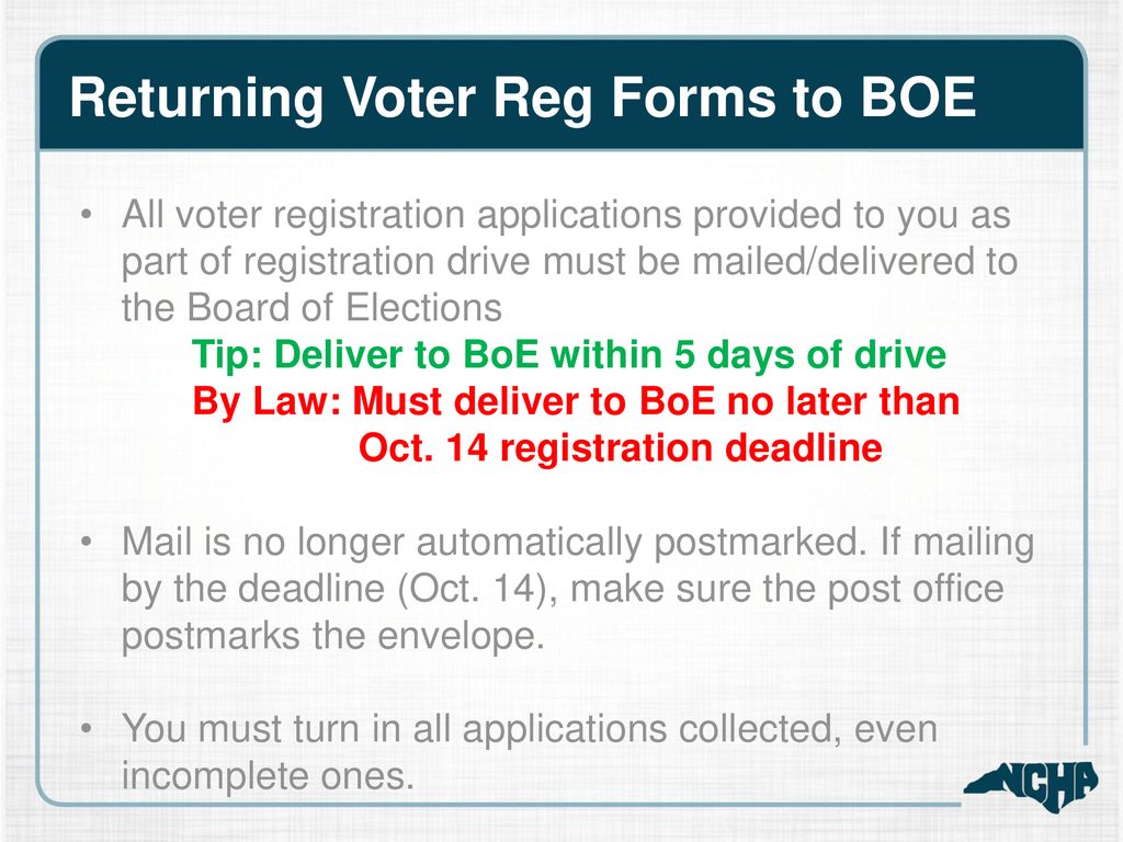 For NC Voter Registration Drives ppt download