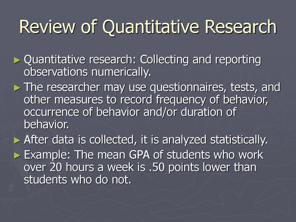 Review of Quantitative Research
