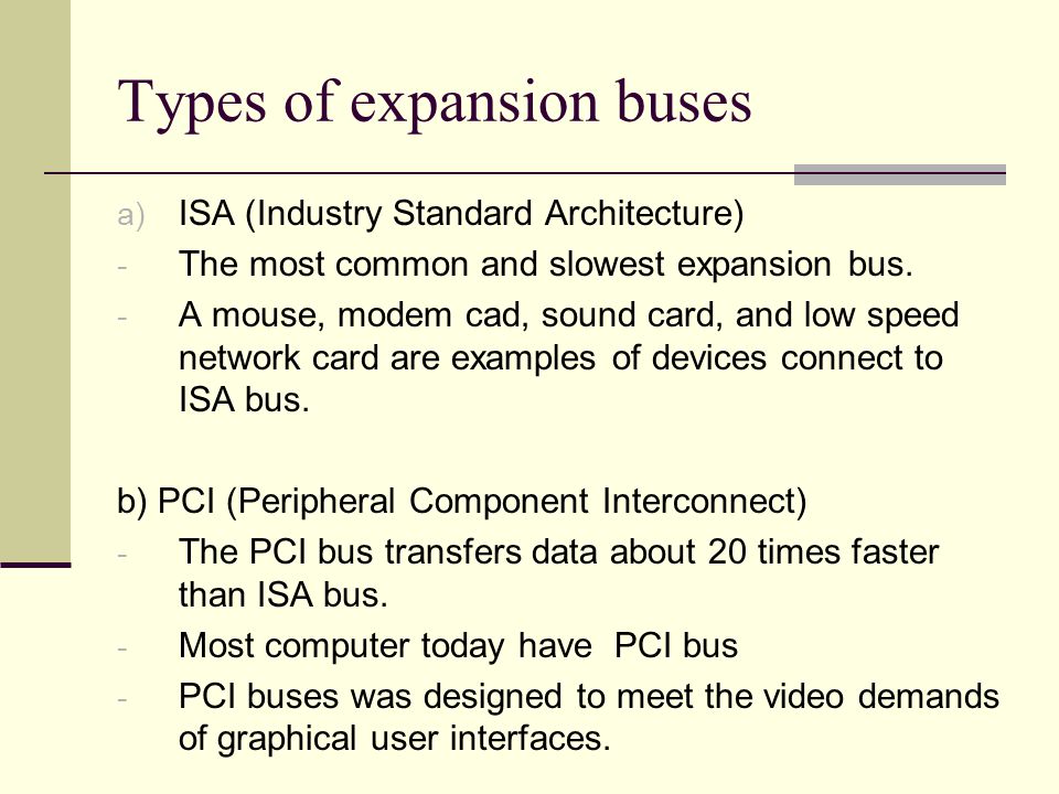 Types of expansion buses