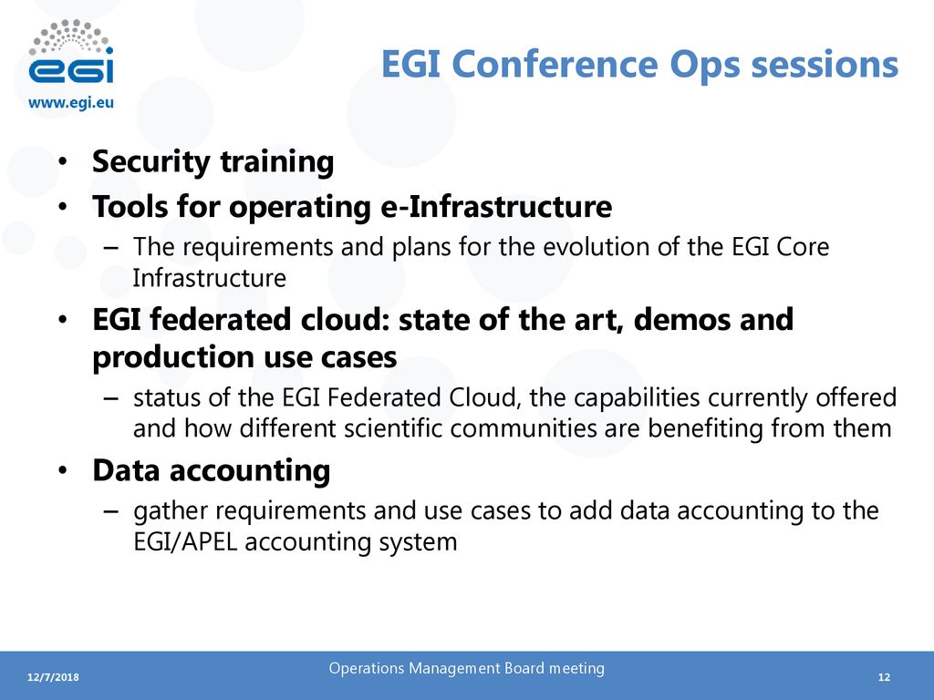 EGI Conference Ops sessions