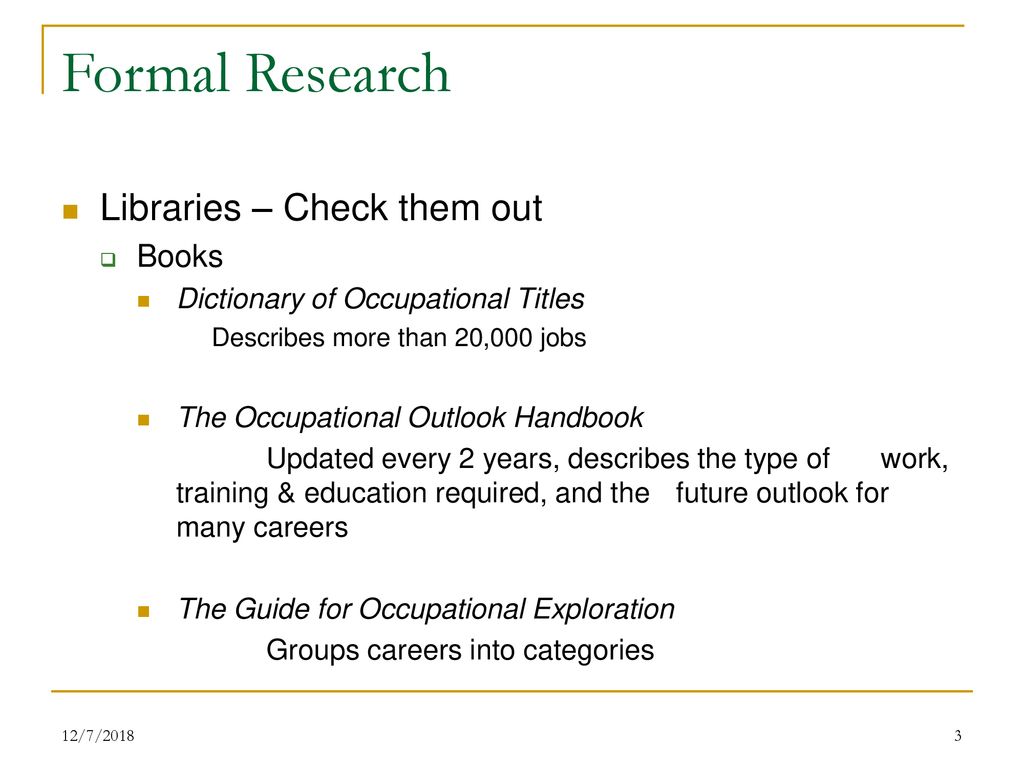 Researching careers chapter 3 12 7 ppt download